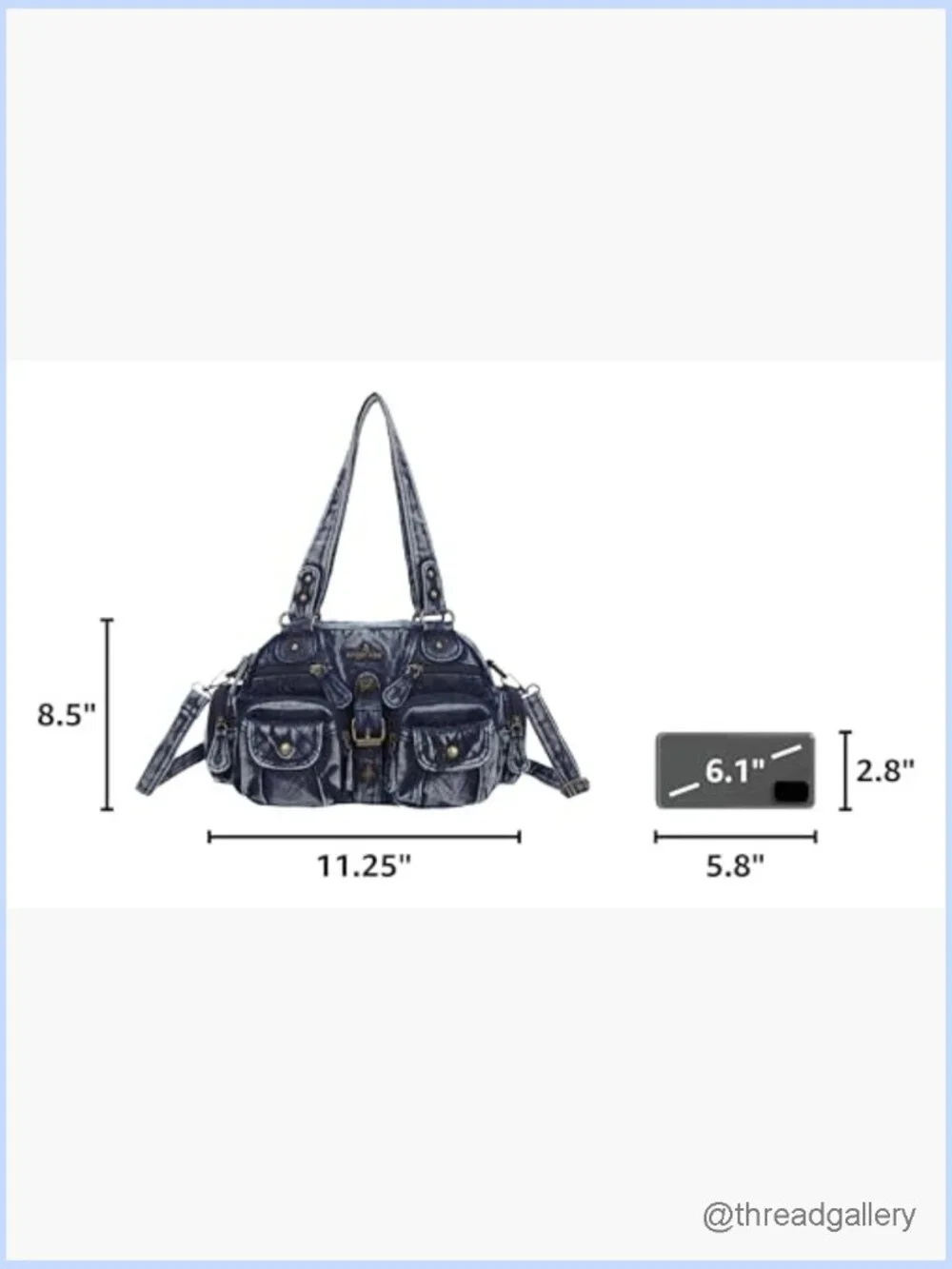 Hobo Crossbody Shoulder Bag Multipocket Soft Purse Removable Strap